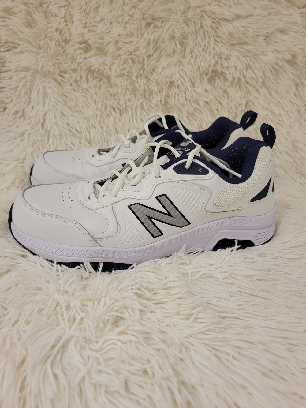 New Balance White and Navy Men's Athletic Sneakers